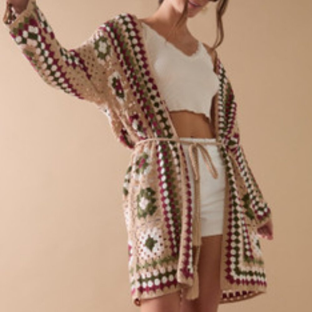 Audrey Parks by Francesca’s Crochet Square Cardigan | S/M | NWT